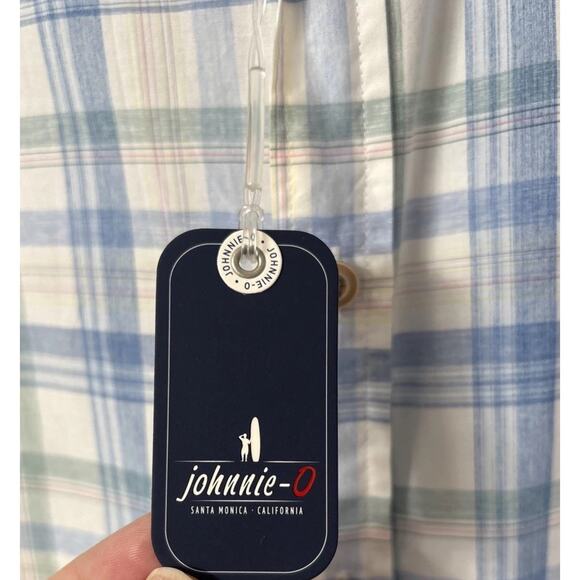NWT Johnnie-O Top Shelf Long Sleeve Plaid Shirt Mens Medium Laguna Blue $168 - Picture 8 of 12